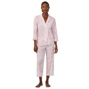 Lauren Ralph Lauren 2-Pc Notched-Collar Pajamas Set Pink SZ Petite M SALE $72